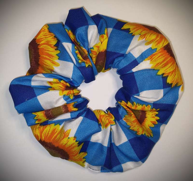 Hair Scrunchies - Sunflower Blues (Handmade)