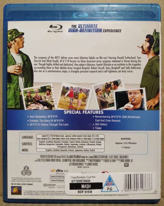 MASH (Blu-Ray DVD) 40th Anniversary Edition