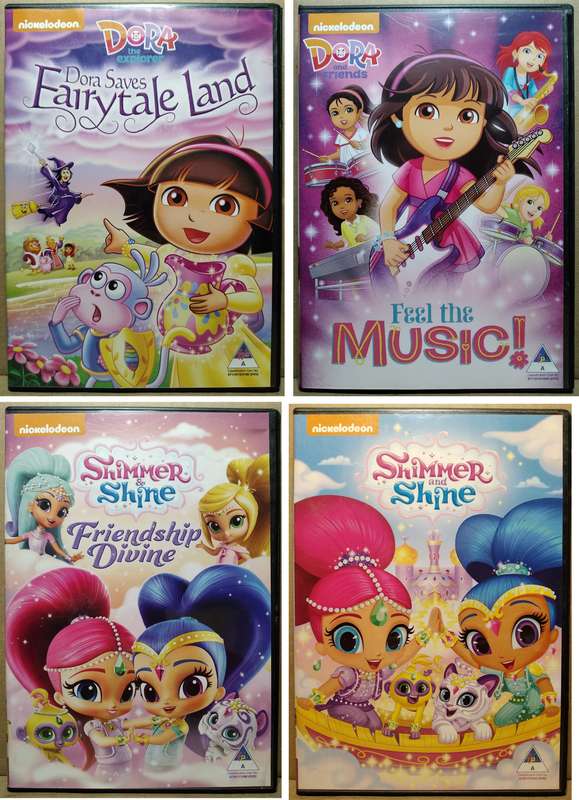 4x Nickelodeon Kids DVD's - 2x Dora The Explorer + 2x Shimmer & Shine.