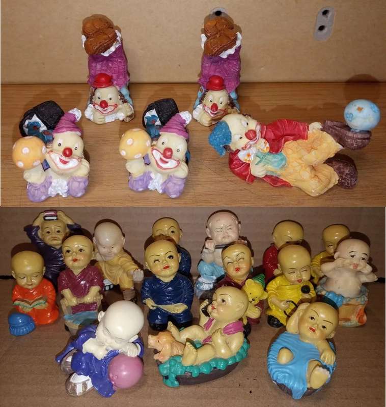 20x Mixed Lot Mini Clown & Budha Figurines.