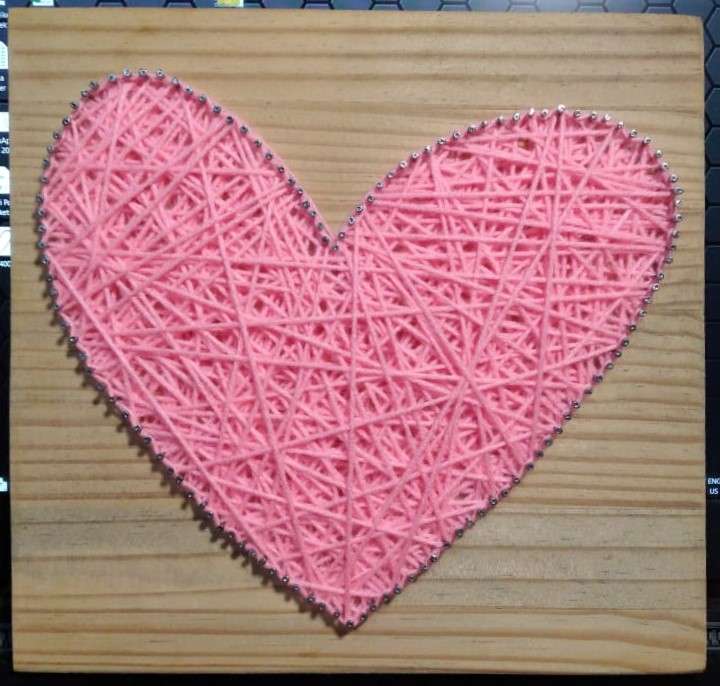 Crooked Heart String Art (Pink) - Handmade