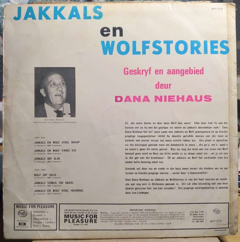 Oom Dana Niehaus - Jakkals en Wolfstories LP