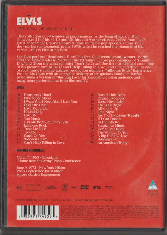 Elvis: The King of Rock 'n' Roll DVD