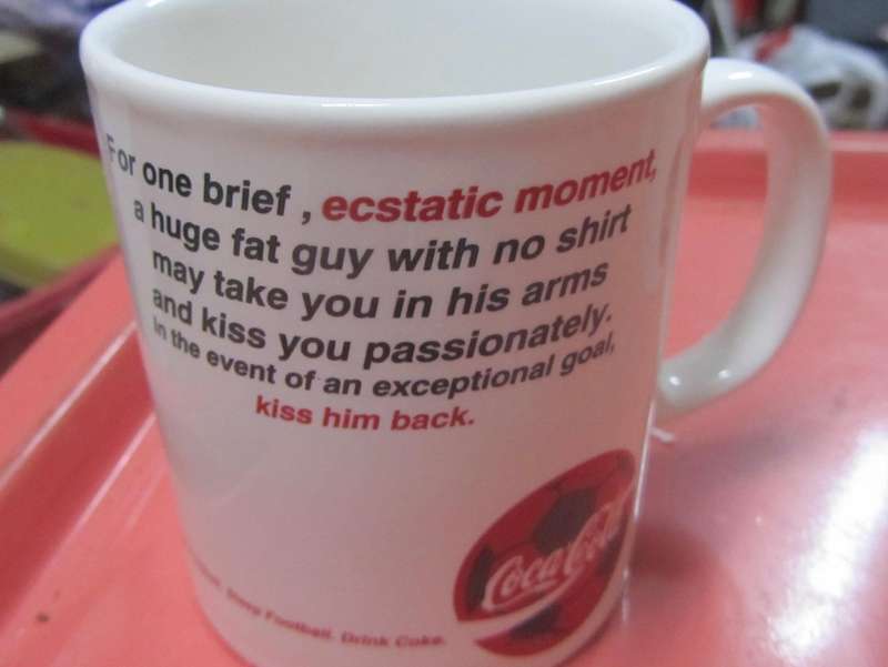 Set of 3 Coca Cola,Coke Mugs - 1996 : Eat Football, Sleep Football, Drink Coke