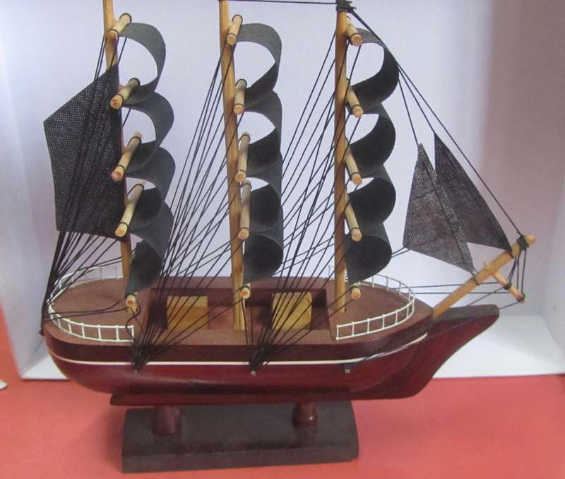 Small Wooden Sailing Ship Ornament