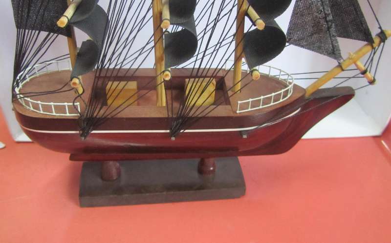 Small Wooden Sailing Ship Ornament