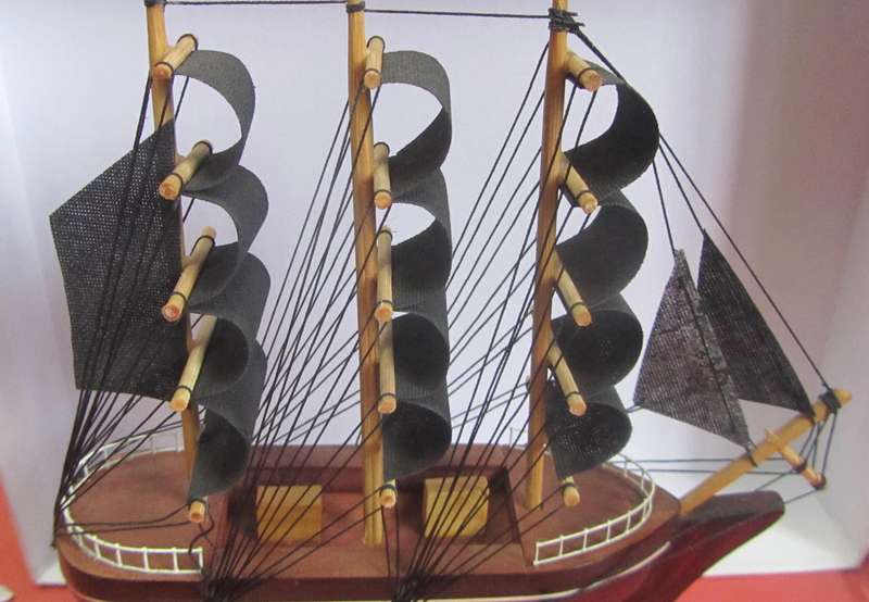 Small Wooden Sailing Ship Ornament