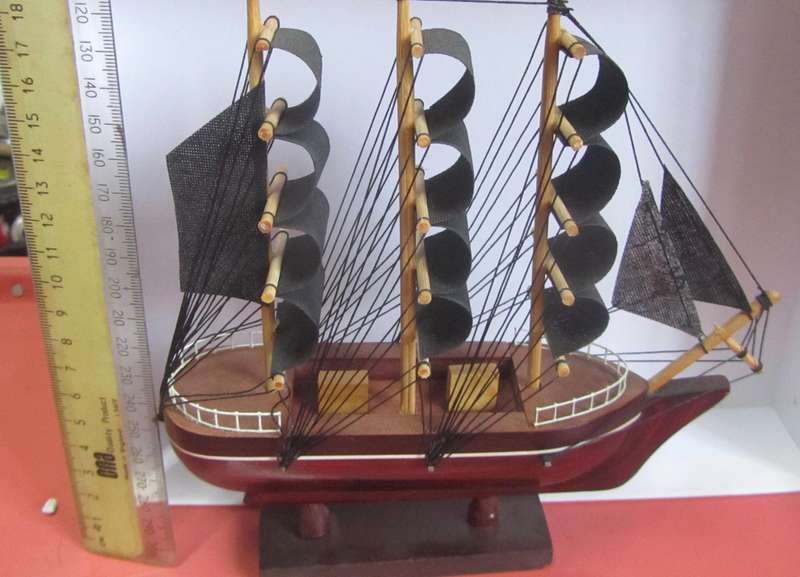 Small Wooden Sailing Ship Ornament