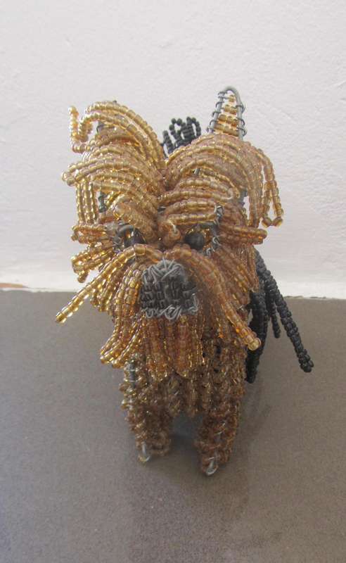 Hand-made, wire beaded Yorkshire Terrier dog (Yorkie)