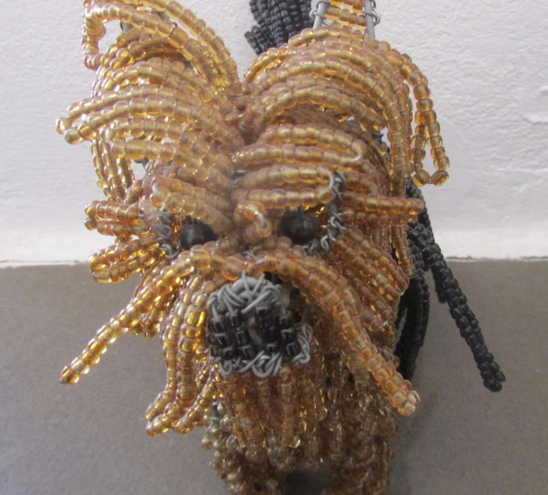 Hand-made, wire beaded Yorkshire Terrier dog (Yorkie)