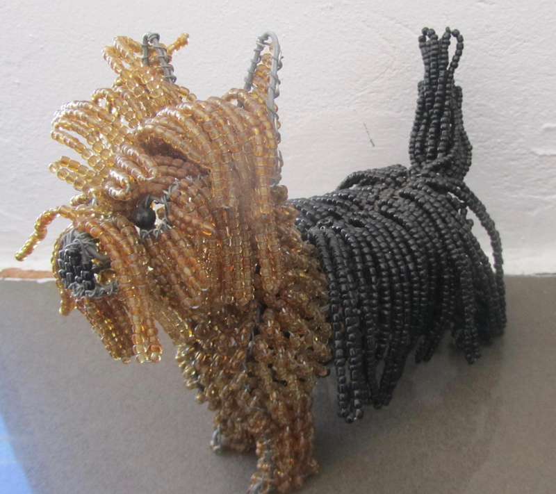 Hand-made, wire beaded Yorkshire Terrier dog (Yorkie)