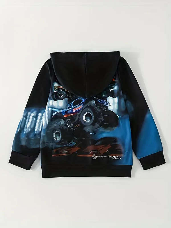 Boys' Racing Car Graphic Hoodie - "Monster Trucks Are My Jam"