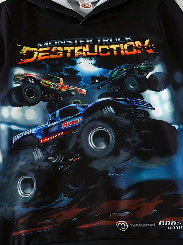 Boys' Racing Car Graphic Hoodie - "Monster Trucks Are My Jam"