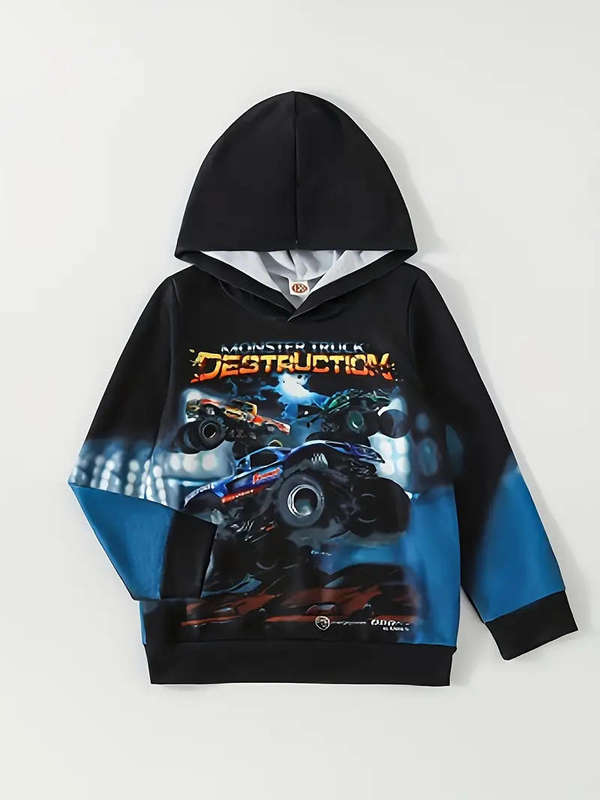 Boys' Racing Car Graphic Hoodie - "Monster Trucks Are My Jam"