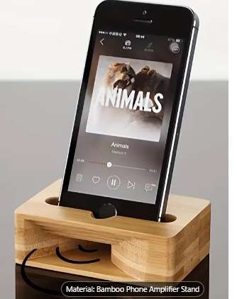 Wooden Smartphone Stand with Acoustic Amplifier