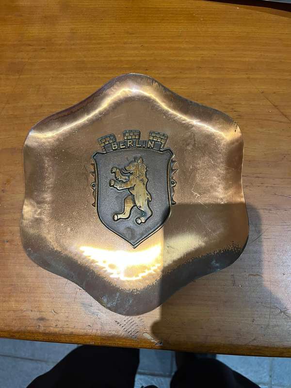 Rare, Vintage, collectible German Copper Gesch Hanging Wall Plate