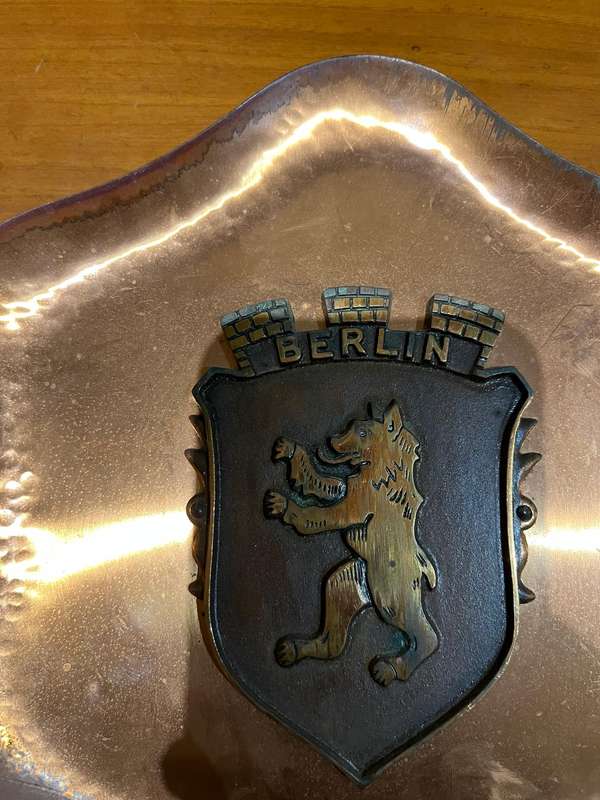 Rare, Vintage, collectible German Copper Gesch Hanging Wall Plate