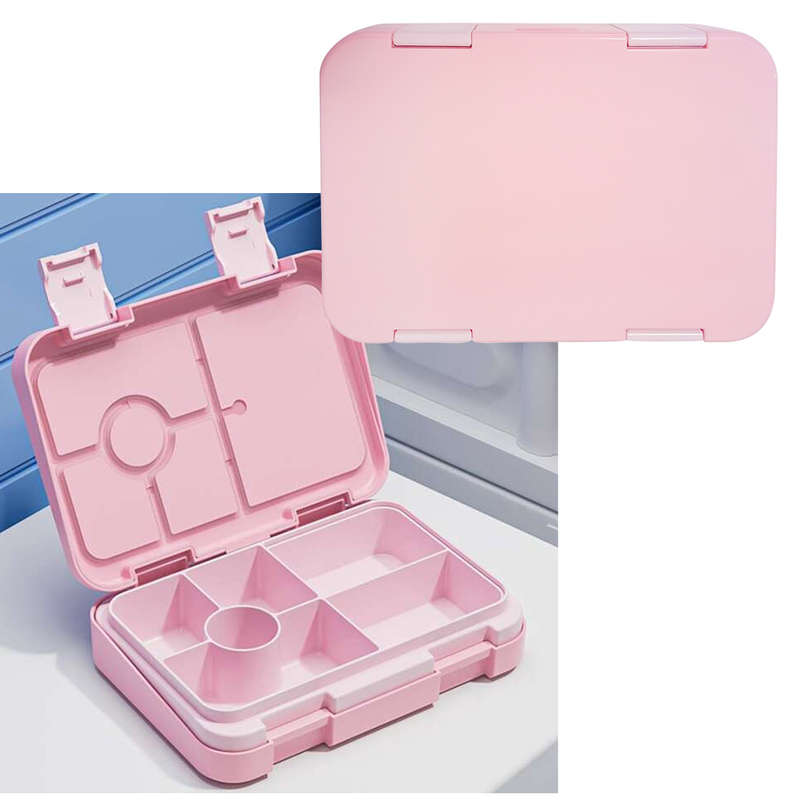 14 Pcs 6-Compartment Bento Lunch Box Set - Pink