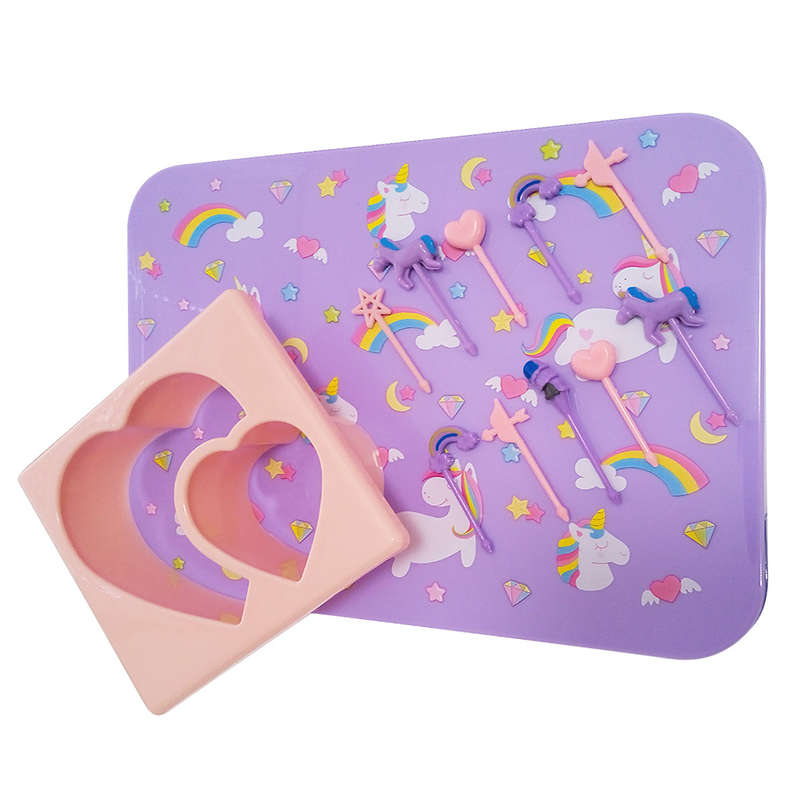 17Pcs 7-Compartment Unicorn Bento Lunchbox Set