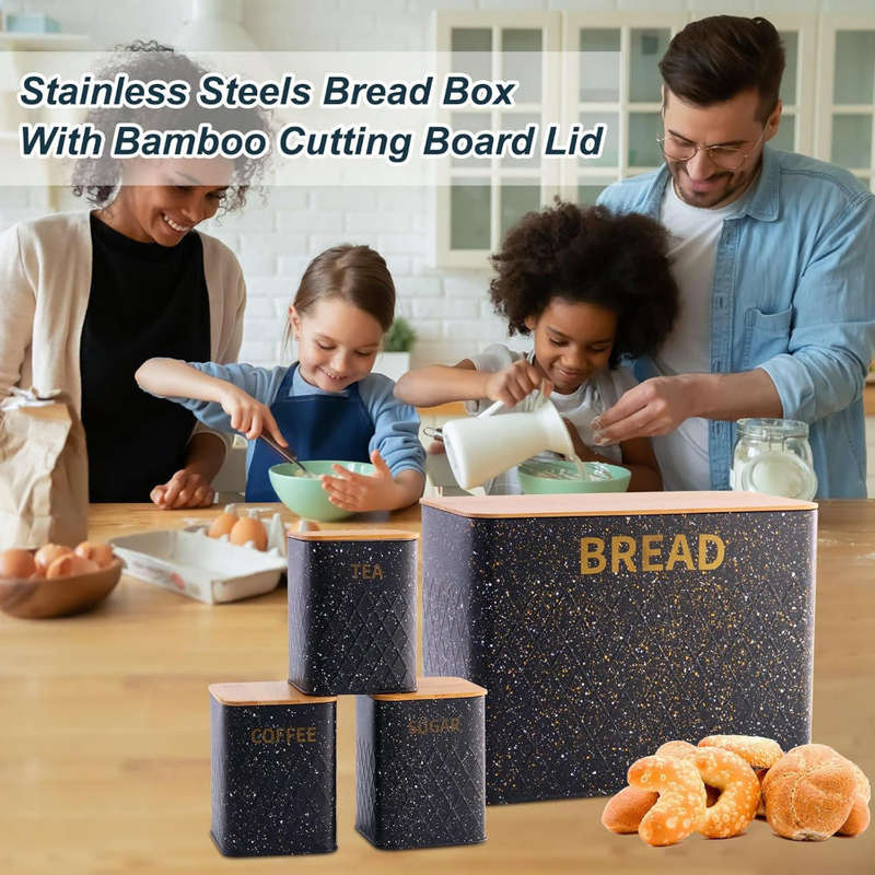 Hans Roland Bread Bin 4 Piece Set -Black