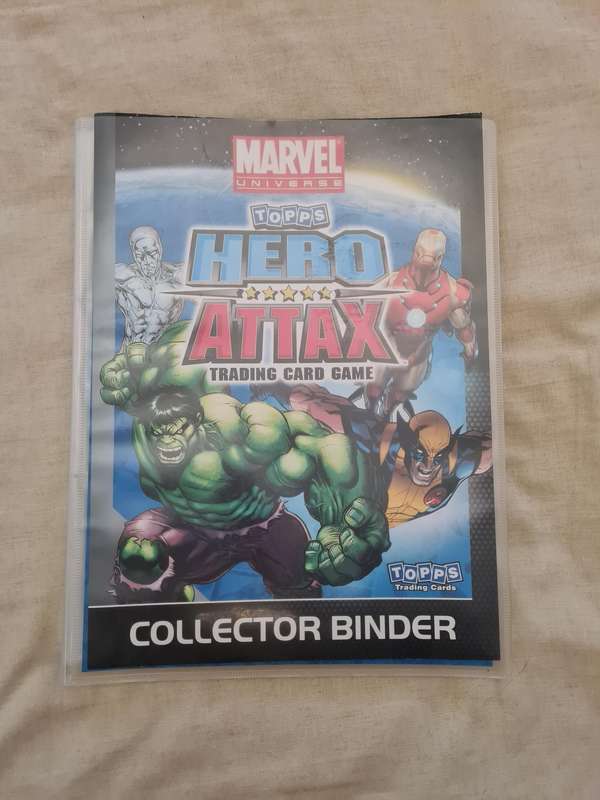 Marvel hero attax trading card game binder with cards