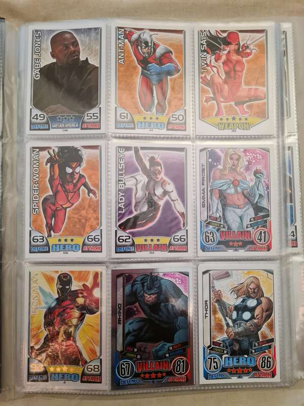 Marvel hero attax trading card game binder with cards