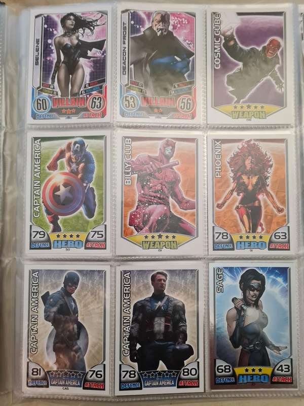 Marvel hero attax trading card game binder with cards
