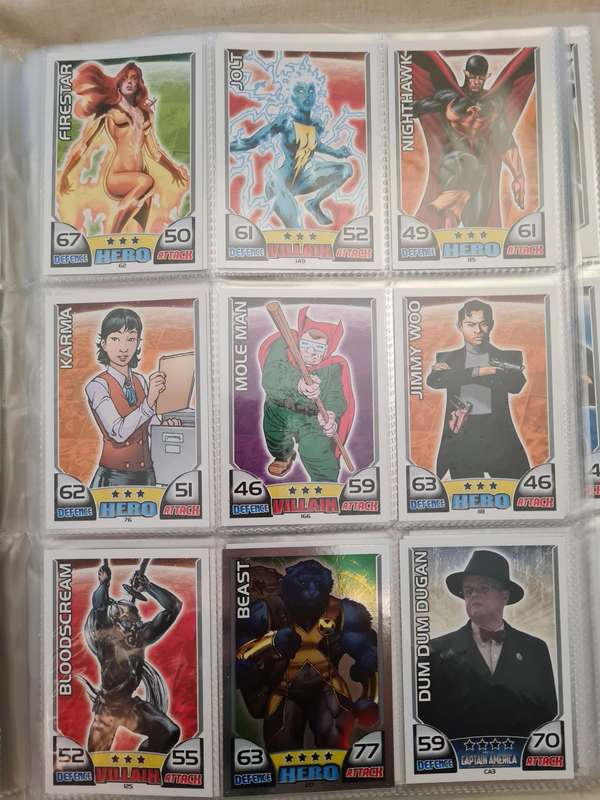Marvel hero attax trading card game binder with cards