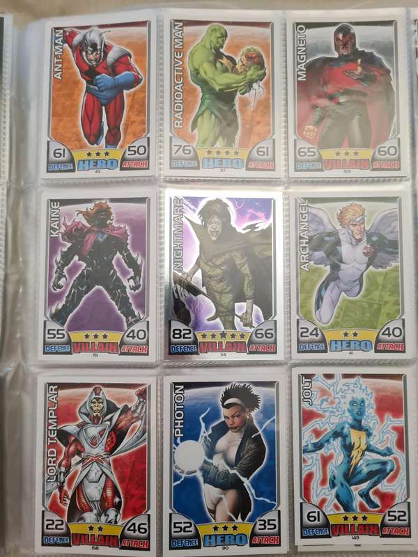 Marvel hero attax trading card game binder with cards