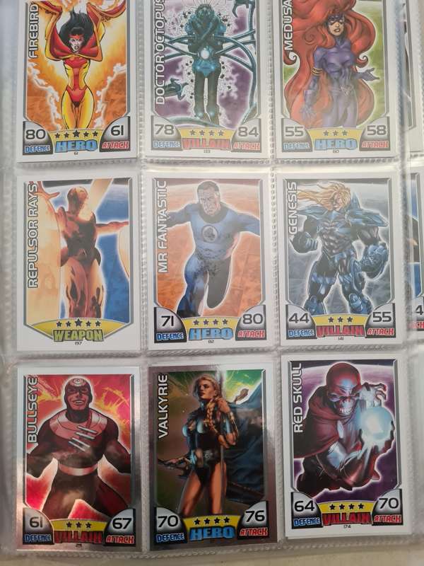 Marvel hero attax trading card game binder with cards