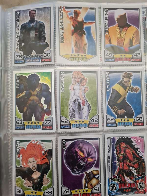 Marvel hero attax trading card game binder with cards