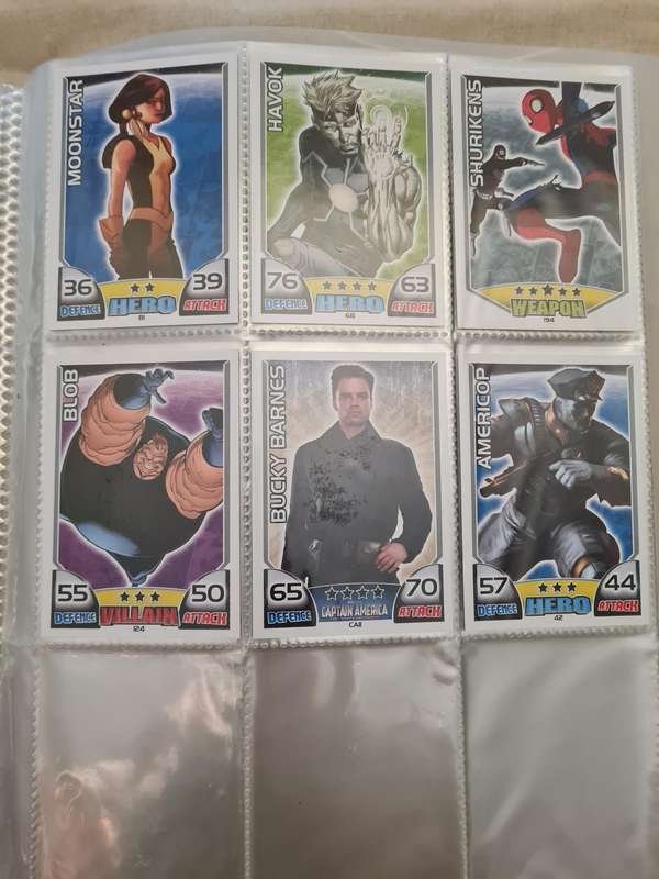 Marvel hero attax trading card game binder with cards