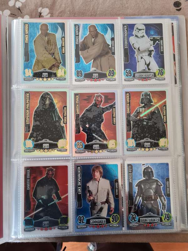 Star wars force attax trading cards in binder