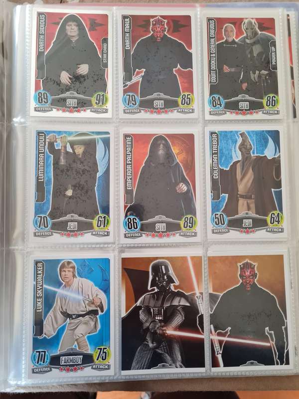Star wars force attax trading cards in binder