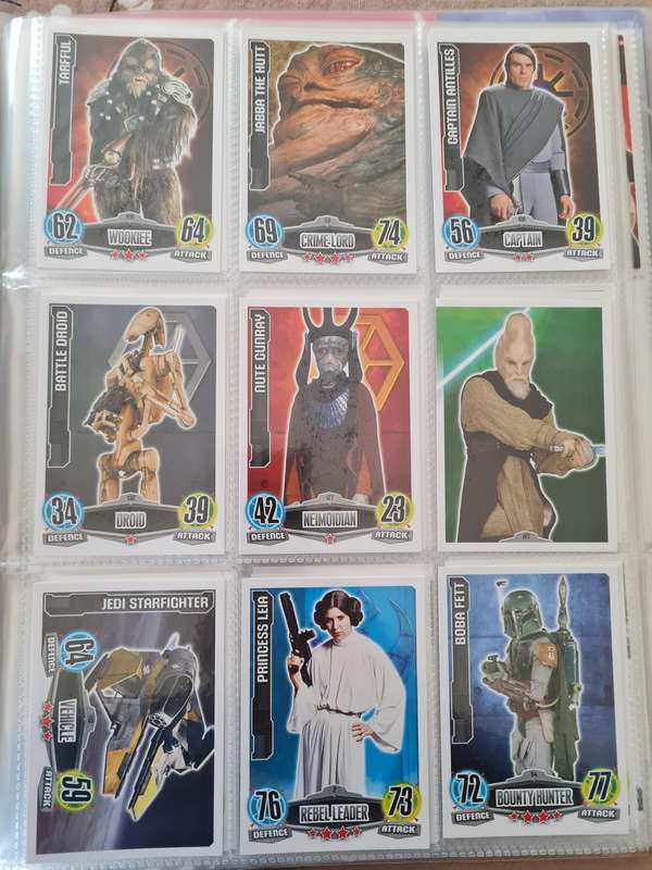 Star wars force attax trading cards in binder