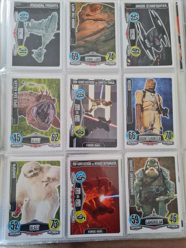 Star wars force attax trading cards in binder