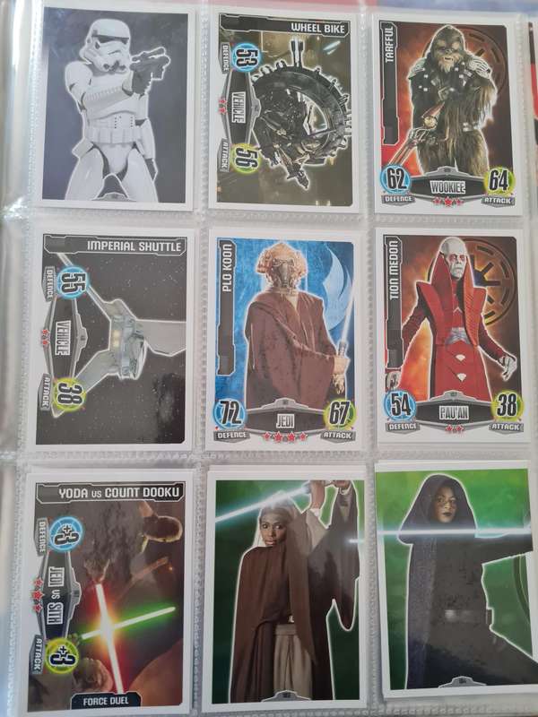 Star wars force attax trading cards in binder