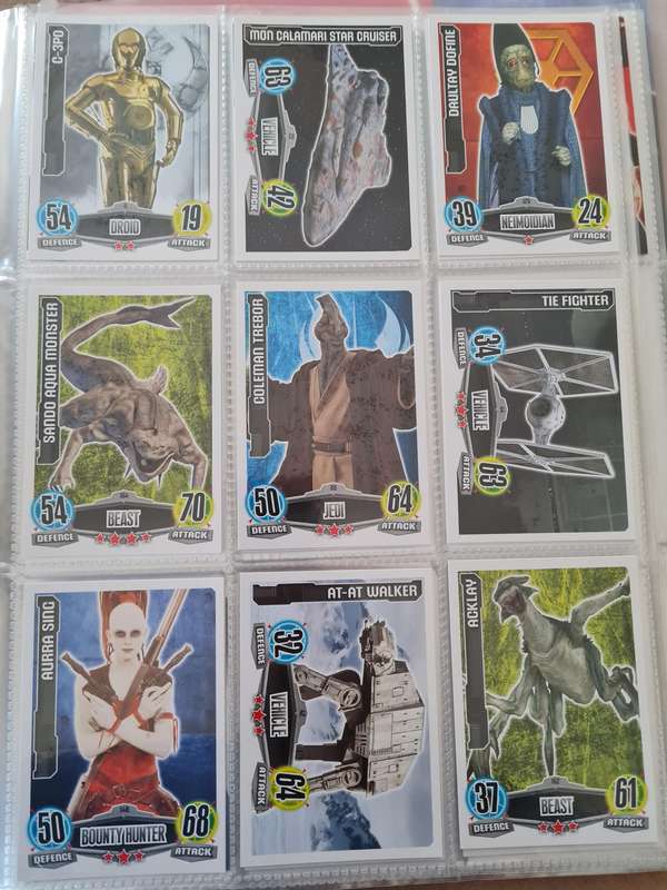 Star wars force attax trading cards in binder