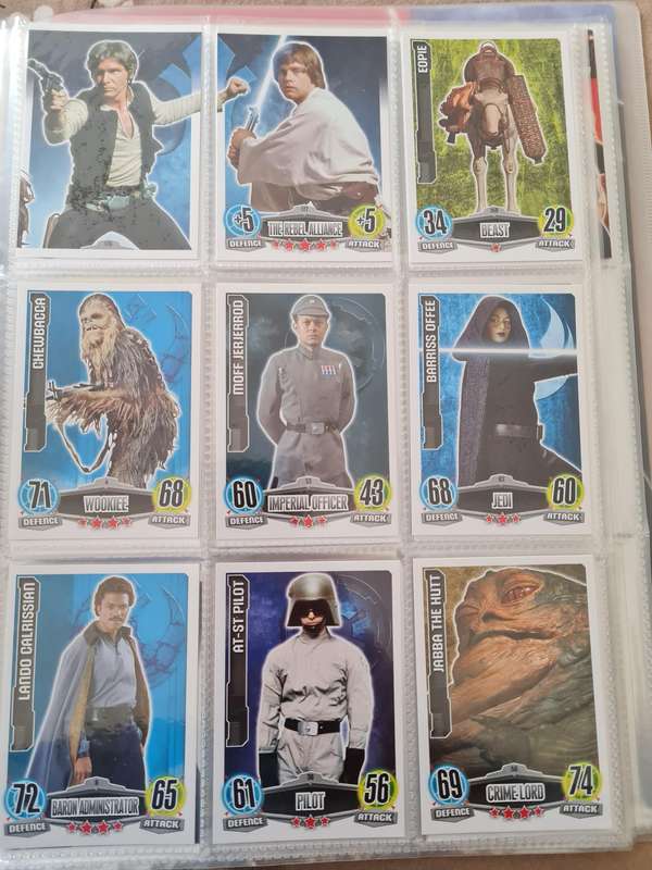 Star wars force attax trading cards in binder