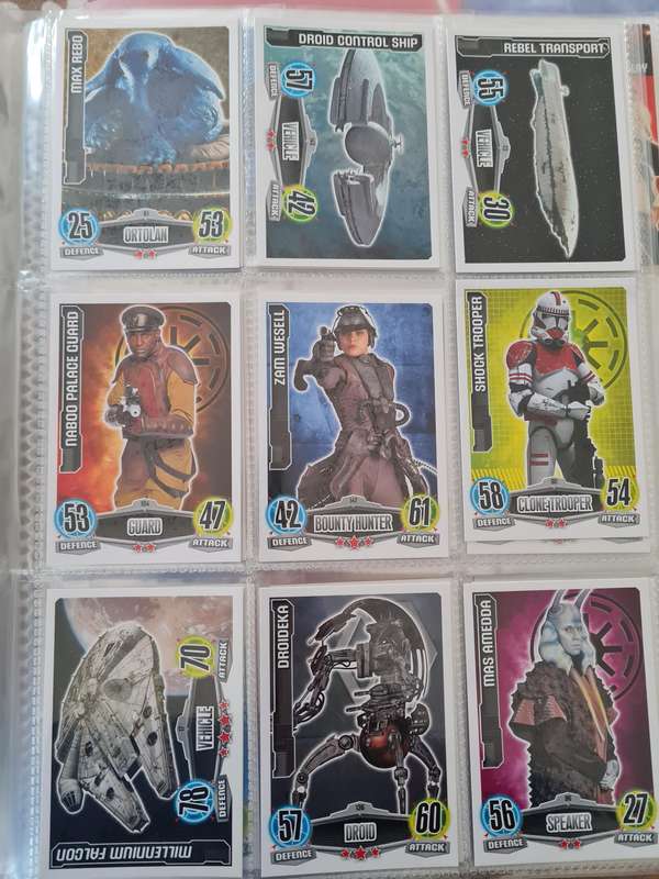 Star wars force attax trading cards in binder
