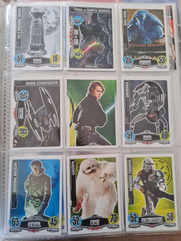 Star wars force attax trading cards in binder
