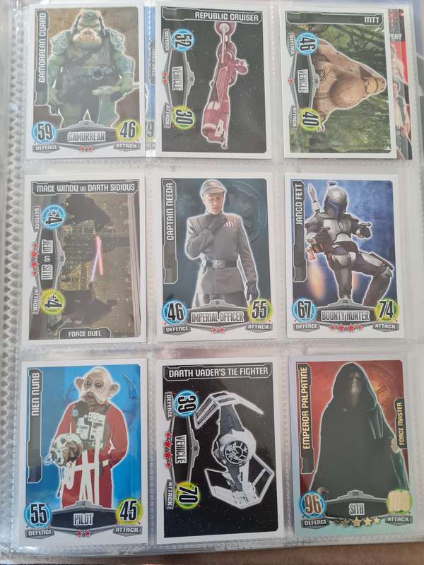 Star wars force attax trading cards in binder