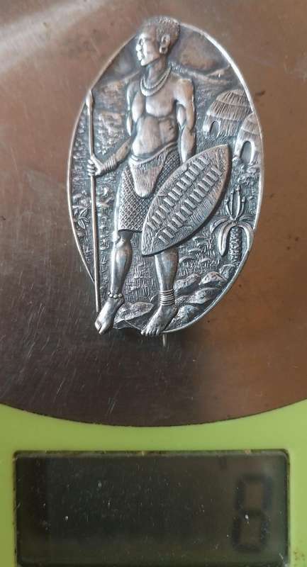 Sterling silver Zulu Warrior Brooch Candida era by Joe Calafato
