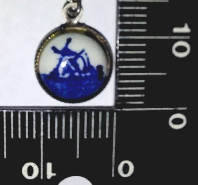 Vintage Blue Delft  with windmill  3pce Sterling Silver Necklace with earings Made in Holland