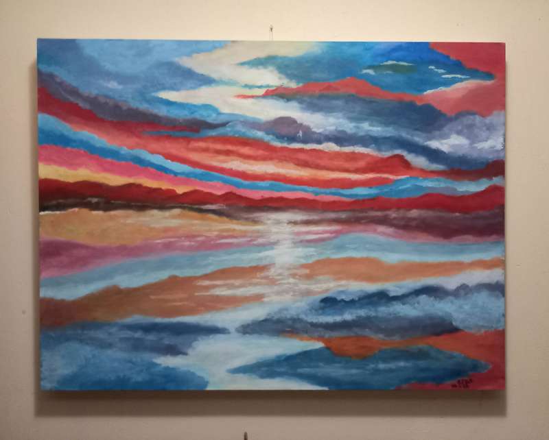 Infinite Oceanic splendor seascape. Acrylic on Canvas 120cm x 90cm