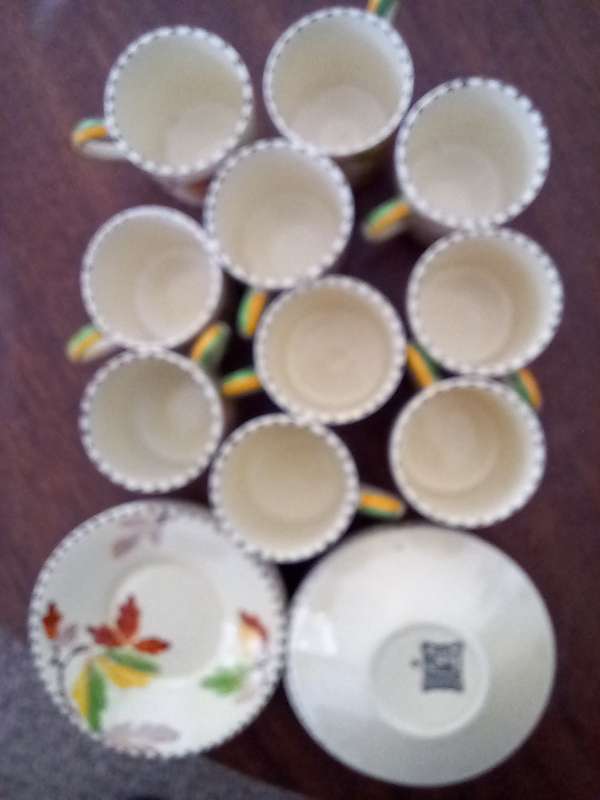 Vintage  Grinerly Autumn floral Demitasse Pre 1925 5 cups and saucers set
