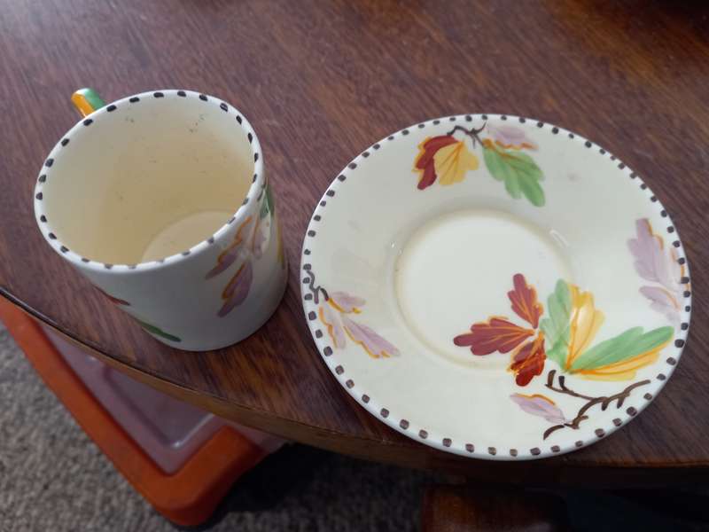 Vintage  Grinerly Autumn floral Demitasse Pre 1925 5 cups and saucers set