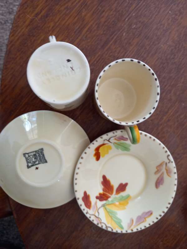 Vintage  Grinerly Autumn floral Demitasse Pre 1925 5 cups and saucers set