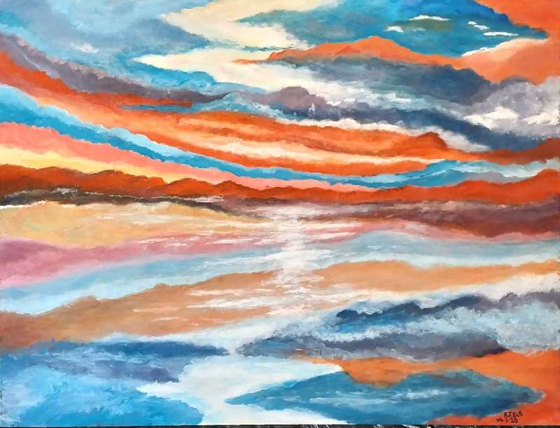 Infinite Oceanic splendor seascape. Acrylic on Canvas 120cm x 90cm