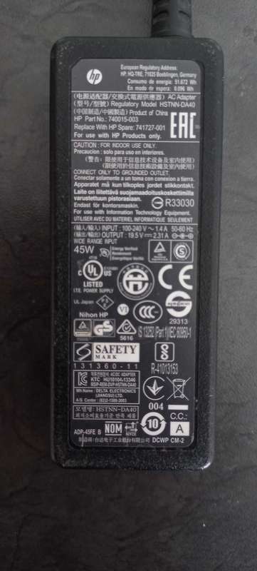 HP Laptop charge block - 45W 19.5V 2.31A
